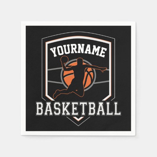 Personalisierter Basketballspieler NAME Slam Dunk  Serviette (Vorderseite)