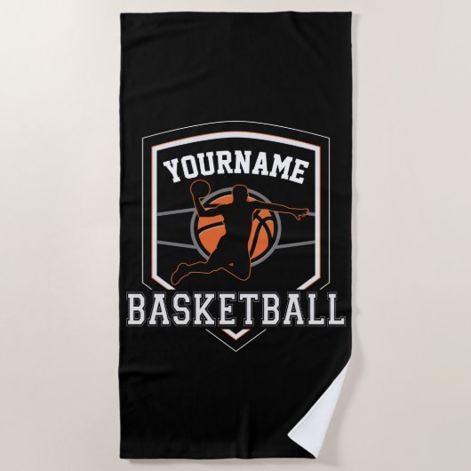 Personalisierter Basketballspieler NAME Slam Dunk Strandtuch (Vorderseite)