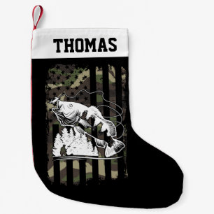 Personalisierter Bass Fang USA Flag Sportsmen Gesc Kleiner Weihnachtsstrumpf