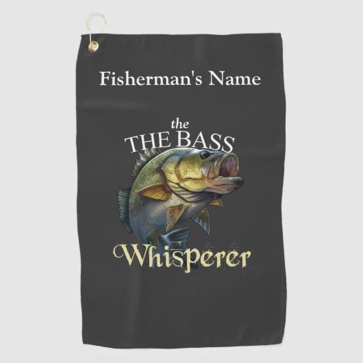 Personalisierter Bass Whisperer Dark Fishing Handt Golfhandtuch (Vorderseite)