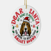 Personalisierter Basset Hound Hund Weihnachtsbaum Keramik Ornament (Rechts)