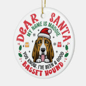 Personalisierter Basset Hound Hund Weihnachtsbaum Keramik Ornament (Links)