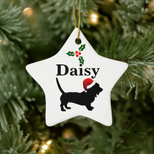 Personalisierter Basset Hound Hund Weihnachtsschmu Keramik Ornament