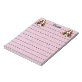 Personalisierter Basset-Hund-Welpe mit Blume Notizblock (Rotiert)