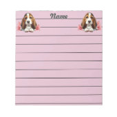 Personalisierter Basset-Hund-Welpe mit Blume Notizblock (Vorderseite)