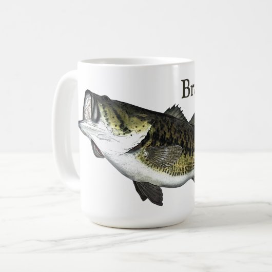Personalisierter Bassfisch Kaffeetasse (Vorderseite Links)