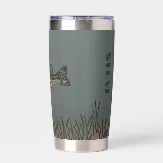 Personalisierter Bassfisch unter Wasser Thermobecher (Rückseite)