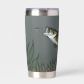 Personalisierter Bassfisch unter Wasser Thermobecher (Vorderseite)