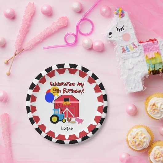 Personalisierter Bauernhof-5. Pappteller (Party)