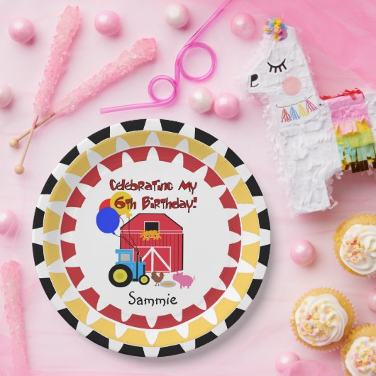 Personalisierter Bauernhof-6. Pappteller (Party)