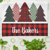 Personalisierter Bauernhof Karierter Weihnachtsbau Geschirrtuch (Gefaltet)