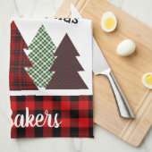 Personalisierter Bauernhof Karierter Weihnachtsbau Geschirrtuch (Viertel Falte)
