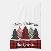 Personalisierter Bauernhof Karierter Weihnachtsbau Geschirrtuch (Vertikal)