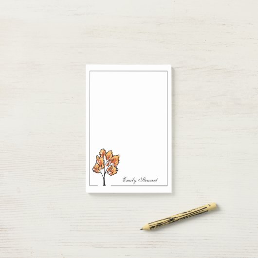 Personalisierter Baum rustikaler Herbstfarben Post-it Klebezettel (Auf Schreibtisch)