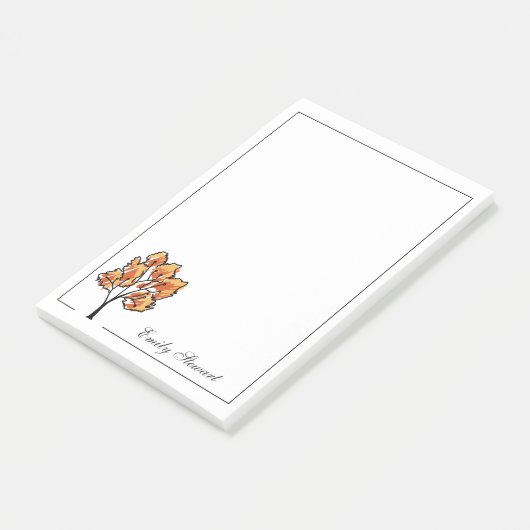 Personalisierter Baum rustikaler Herbstfarben Post-it Klebezettel (angewinkelt)