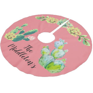 Personalisierter Baumrock Bohemische Kaktus-Sukkul Polyester Weihnachtsbaumdecke