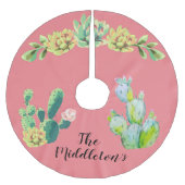 Personalisierter Baumrock Bohemische Kaktus-Sukkul Polyester Weihnachtsbaumdecke (Vorderseite)