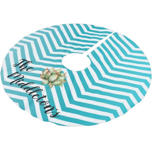 Personalisierter Baumrock Boho Cacti Bohemisch Suc Polyester Weihnachtsbaumdecke (Schrägansicht)