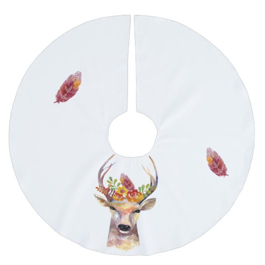Personalisierter Baumrock boho Hirsch Buck Head Br Polyester Weihnachtsbaumdecke (Vorderseite)