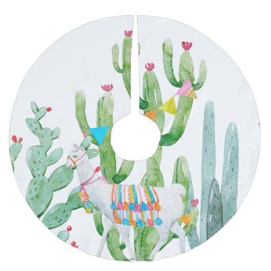 Personalisierter Baumrock Boho Llama Bohemisch Cac Polyester Weihnachtsbaumdecke (Vorderseite)