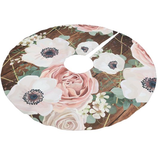 Personalisierter Baumrock Geometric Garden Rose St Polyester Weihnachtsbaumdecke (Schrägansicht)