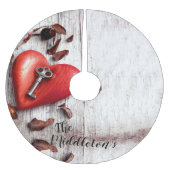 Personalisierter Baumrock Land Holzschlüssel für m Polyester Weihnachtsbaumdecke (Vorderseite)