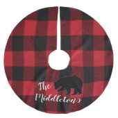 Personalisierter Baumrock Rotes Buffalo Kariert Bä Polyester Weihnachtsbaumdecke (Vorderseite)
