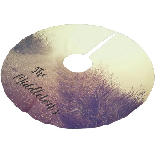 Personalisierter Baumrock Sonnenaufgangsweg Pa Polyester Weihnachtsbaumdecke (Schrägansicht)