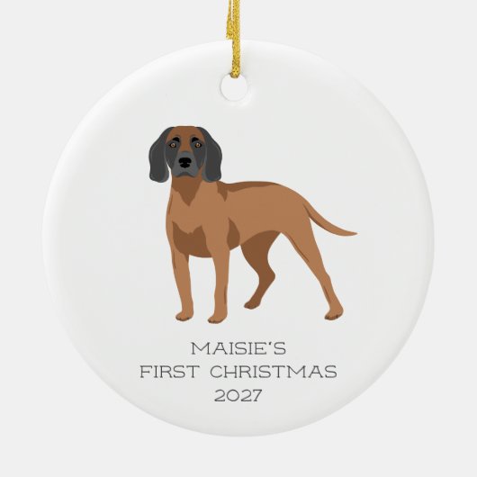 Personalisierter bayerischer Hund Weihnachten Keramik Ornament (Hinten)