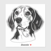 Personalisierter Beagle Dog Schwarz/Weiß Aufkleber (Blatt)
