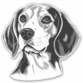 Personalisierter Beagle Dog Schwarz/Weiß Aufkleber (Vorderseite)