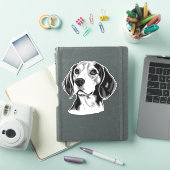 Personalisierter Beagle Dog Schwarz/Weiß Aufkleber (iPad Hülle)