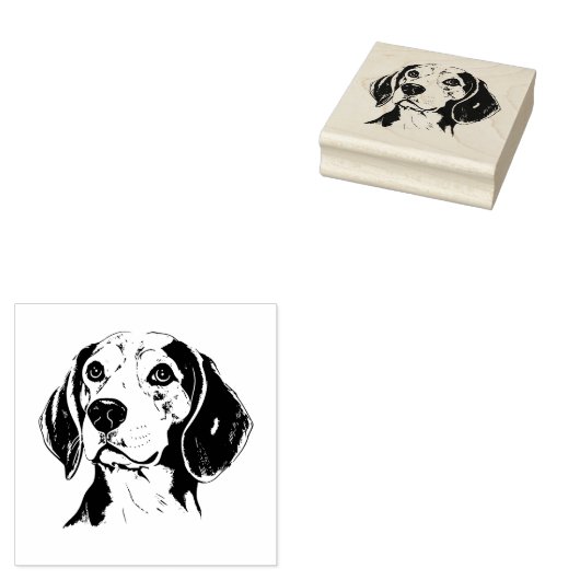 Personalisierter Beagle Dog Schwarz/Weiß Gummistempel (Stempel)