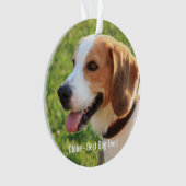 Personalisierter Beagle Foto- und Dogenname Ornament (Vorderseite)