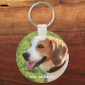 Personalisierter Beagle Foto- und Dogenname Schlüsselanhänger (Vorderseite)