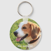 Personalisierter Beagle Foto- und Dogenname Schlüsselanhänger (Rückseite)