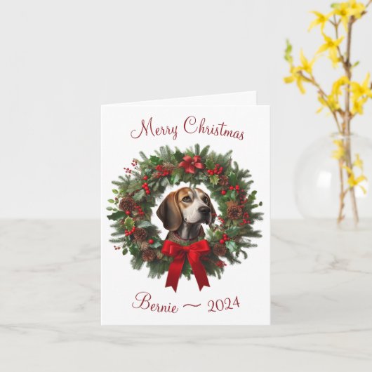 Personalisierter Beagle Frohe Weihnachtsgrüße Kart Karte (Gelbe Blume)
