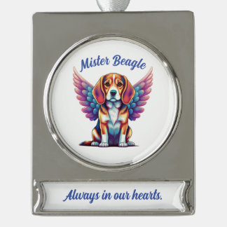 Personalisierter Beagle Gedenkstätte Akryllische H Banner-Ornament Silber
