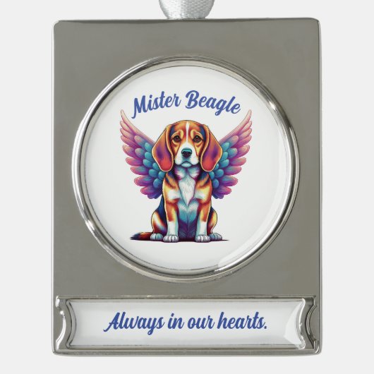 Personalisierter Beagle Gedenkstätte Akryllische H Banner-Ornament Silber (Vorderseite)