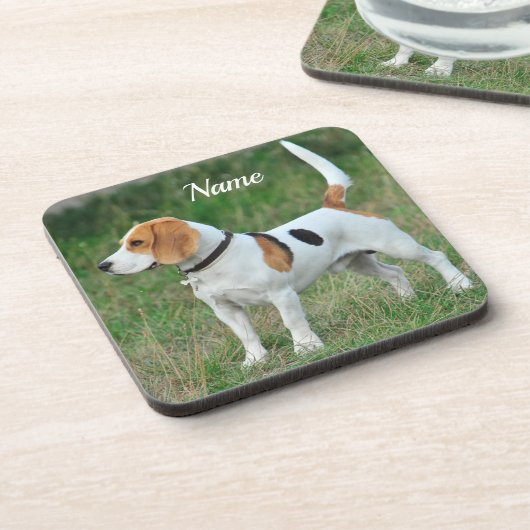 Personalisierter Beagle Hound Hund Getränkeuntersetzer (Linke Seite)