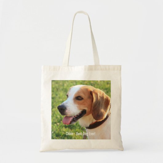Personalisierter Beagle-HundeFoto-und Hundename Tragetasche (Vorne)
