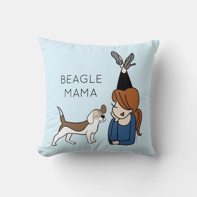 Personalisierter Beagle Mama Throw Kissen (Vorderseite)