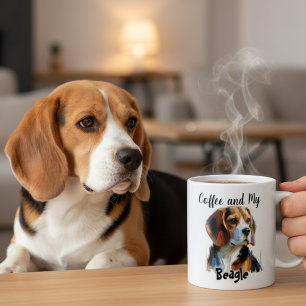 Personalisierter Beagle und Kaffeezeit Brauner Kaffeetasse