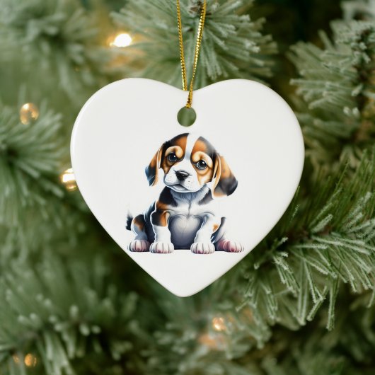 Personalisierter Beagle Welpe Keramik Ornament (Baum)