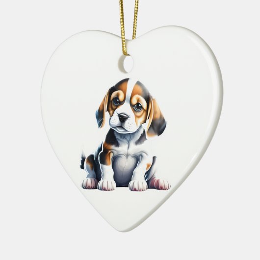 Personalisierter Beagle Welpe Keramik Ornament (Links)
