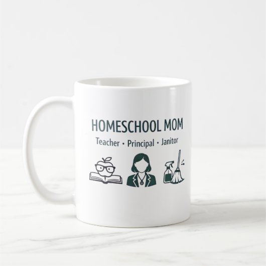 Personalisierter Becher für Homeschool-Mütter Kaffeetasse (Links)