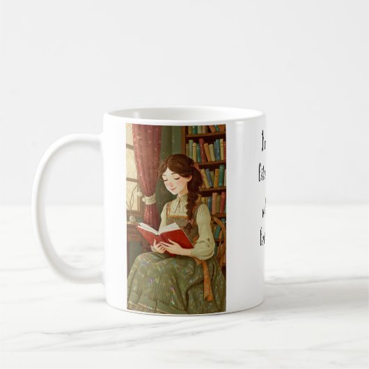 Personalisierter Becher "Literarische Mädchen" Kaffeetasse (Links)