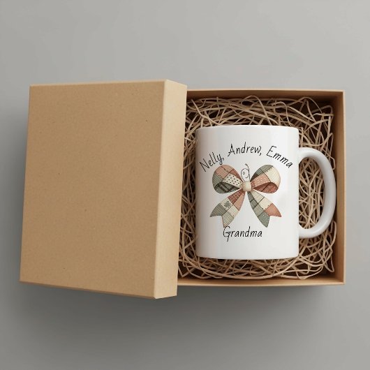 Personalisierter Becher mit Karo-Patchwork  Jumbo-Tasse