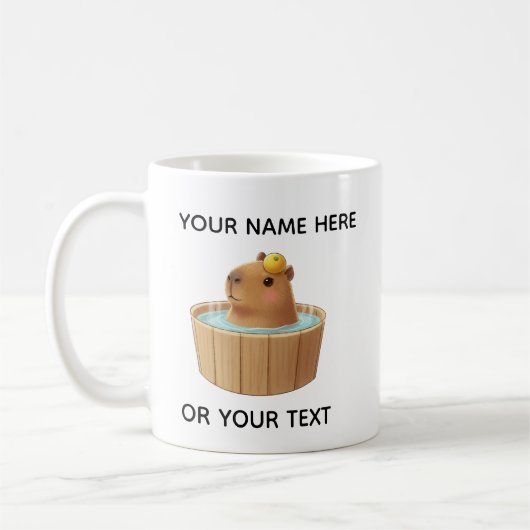Personalisierter Becher mit süßem Capybara im Whir Kaffeetasse (Links)