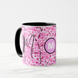 Personalisierter Becher Rosa Blumenmonogramm Anf Tasse